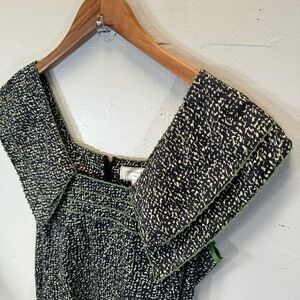 ANTHROPOLOGIE shift dress sz10 large pocket black embroidered collar mini cotton